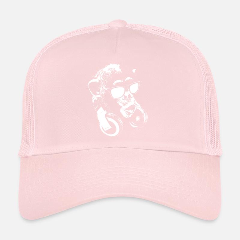 Monkey DJ White Trucker Cap