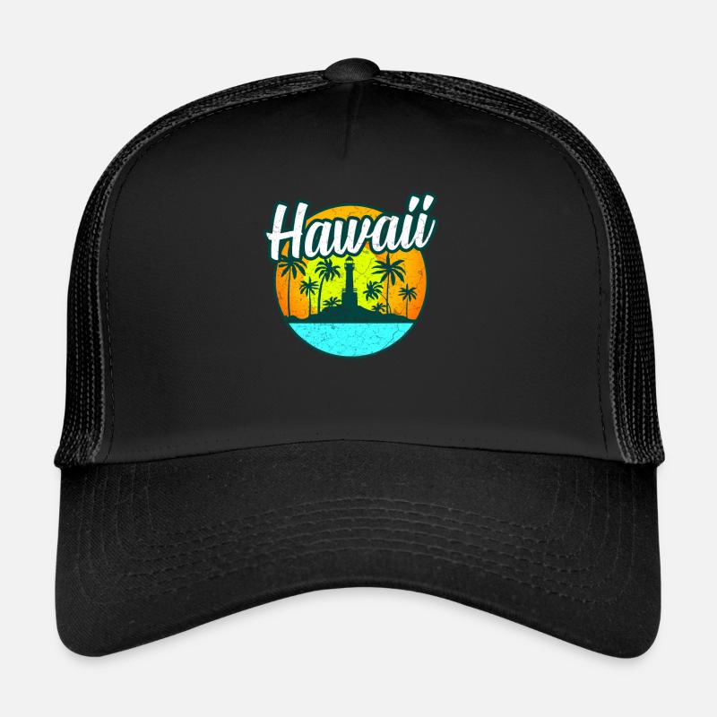 Coucher de soleil à Hawaii Hawai - Casquette trucker  - noir/noir