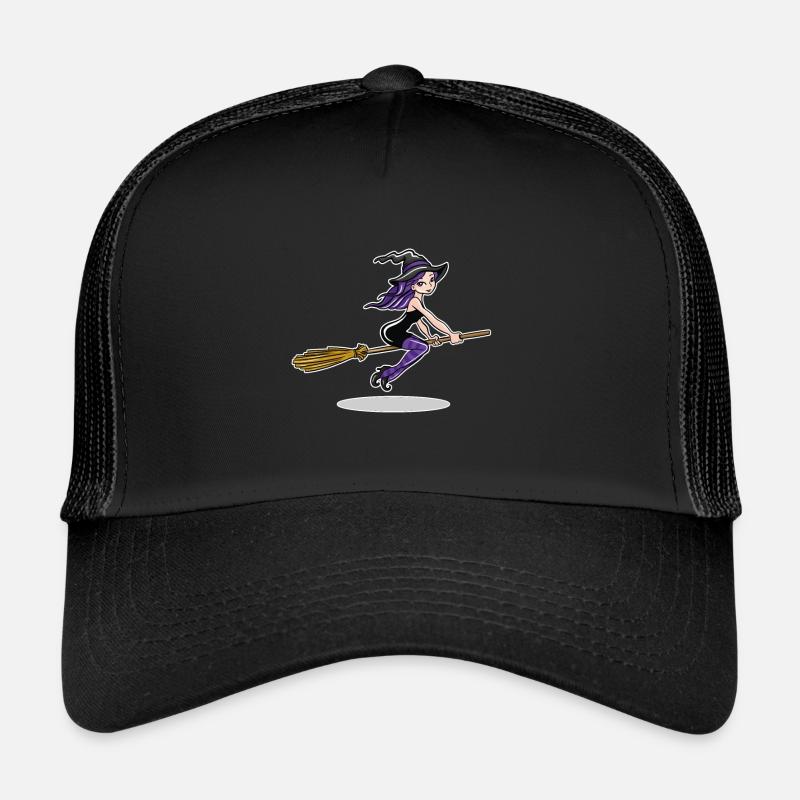 Witch On Broom Trucker Cap