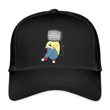 Revolution Gehirnwäsche Fernsehen Widerstand - Trucker Cap - Schwarz/Schwarz - Vorne