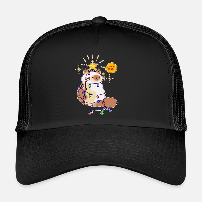 Katze Lichterkette Stern Weihnachtsbaum Geschenk Trucker Cap