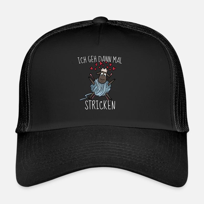 Lustiger Nähen & Näherin Stricken Spruch Geschenk - Trucker Cap - Schwarz/Schwarz