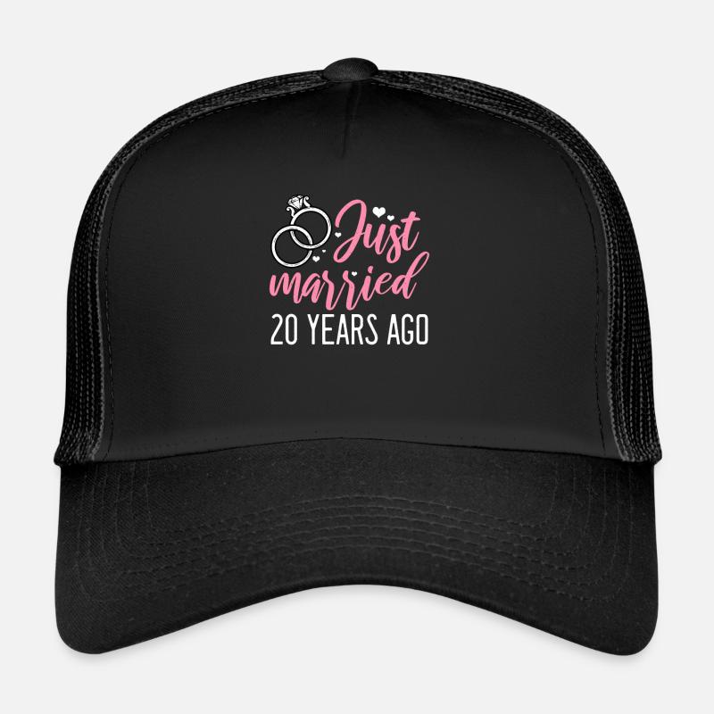 20-jähriges Hochzeitsjubiläum - Trucker Cap - Schwarz/Schwarz
