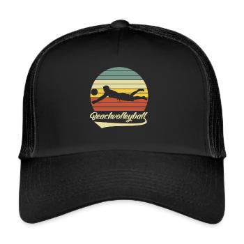 Beachvolleyball Retro - Trucker Cap - Schwarz/Schwarz - Vorne