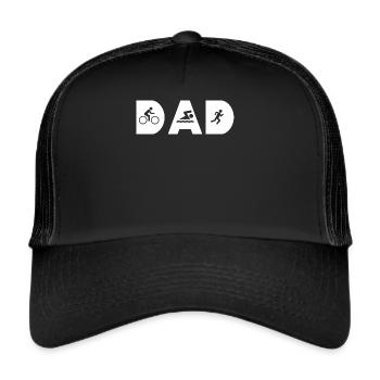 T-Shirt Cadeau Père Papa Triathlon Papa - Casquette trucker  - noir/noir - Devant
