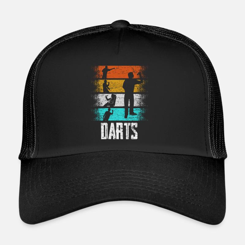 Darts Dart Spieler Retro Geschenk - Trucker Cap - Schwarz/Schwarz