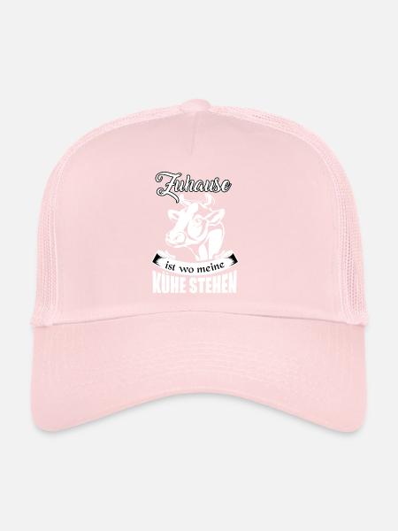 Landwirt, Zuhause ist wo meine Kühe stehen, Kuh - Trucker Cap - Hellrosa - Vorne