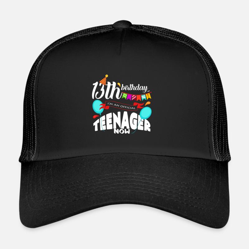 13th birthday - Trucker Cap - black/black