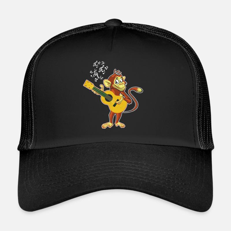 Funny Music Monkey Chimpanzee Guitar Player Gift Trucker Cap