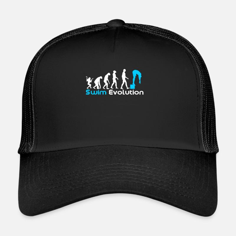 Évolution de la natation - Casquette trucker  - noir/noir