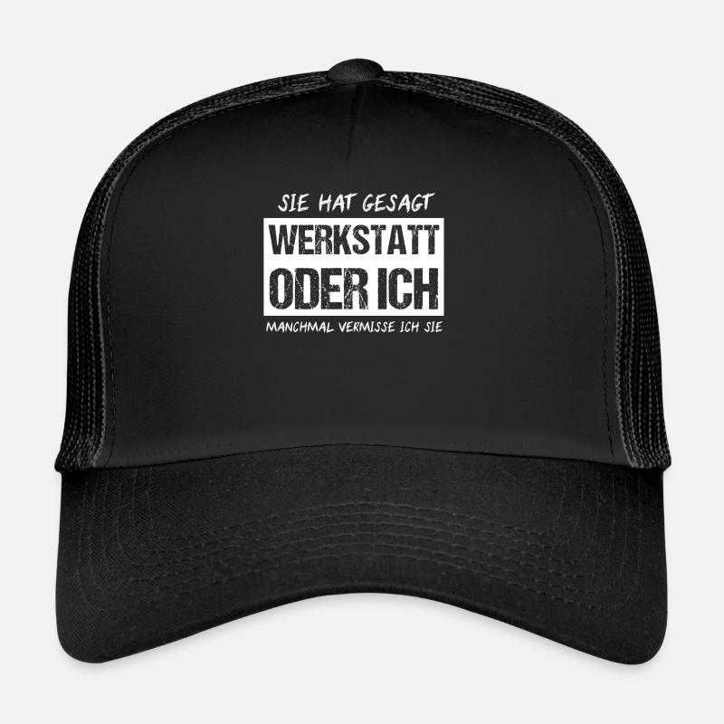 Werkstatt Schrauber Garage Kfz Mechaniker Geschenk - Trucker Cap - Schwarz/Schwarz