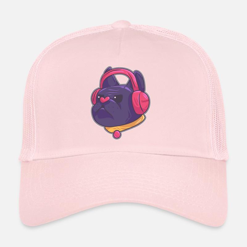 Hund Illustration hört Musik mit Kopfhörern Trucker Cap