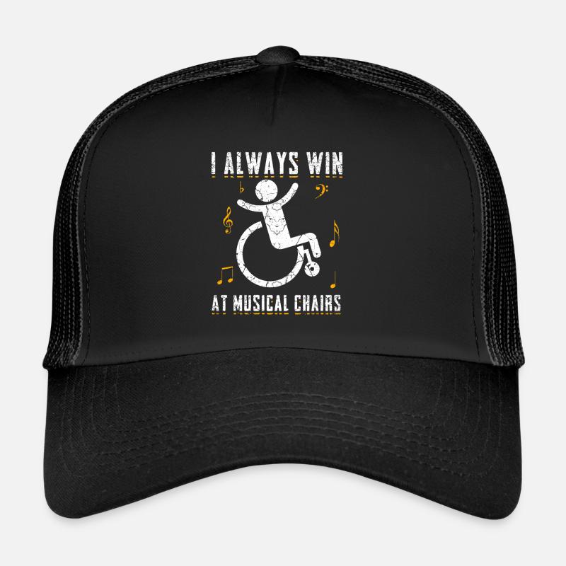 Rollstuhl Humor Behinderung Handicap Geschenk - Trucker Cap - Schwarz/Schwarz