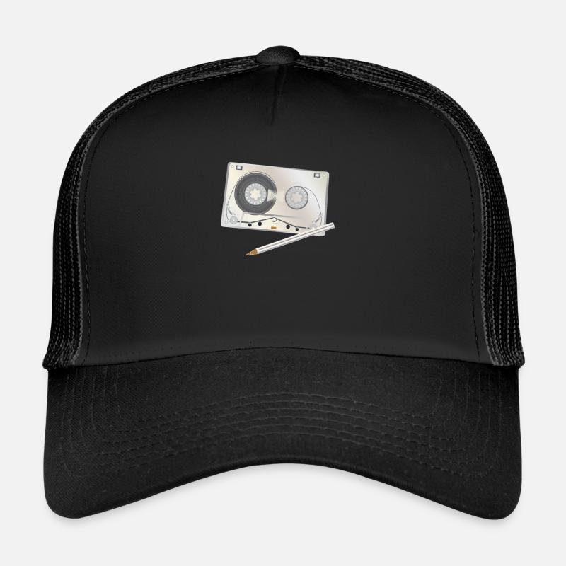 Kasette mit Bleistift Tape Mixtape - Trucker Cap - Schwarz/Schwarz