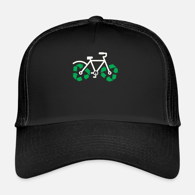 Recycle bicycle funny recycling trash pro - Trucker Cap - black/black
