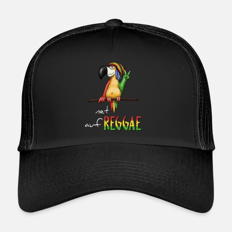 Net on-REGGAE chilled Rastafari parrot Rasta - Trucker Cap - black/black