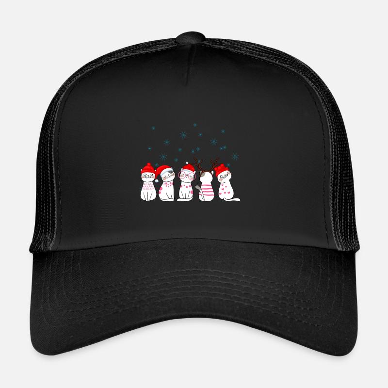 Weihnachten Katzen Niedlich - Trucker Cap - Schwarz/Schwarz