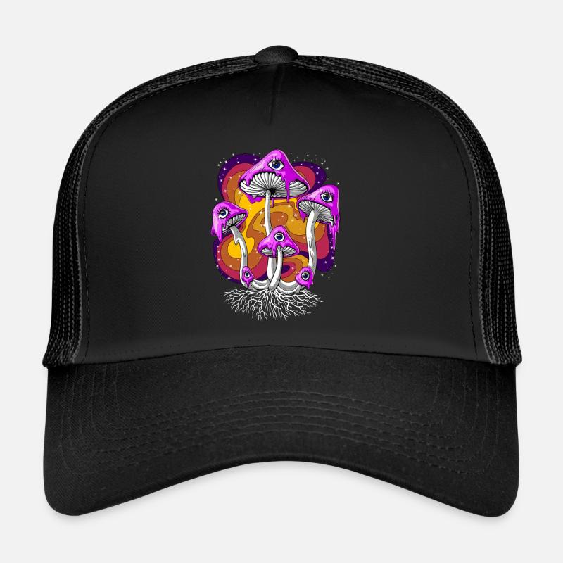 Psilocybine Champignons magiques yeux psychédéliques Casquette trucker 