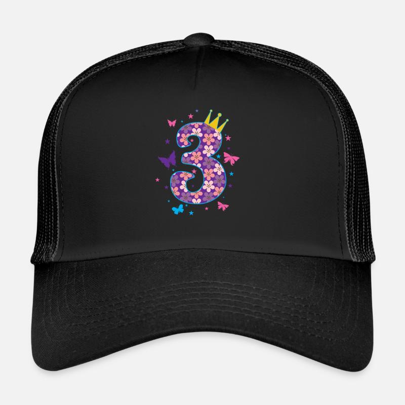 3. Geburtstag Mädchen Tochter Prinzessin - Trucker Cap - Schwarz/Schwarz