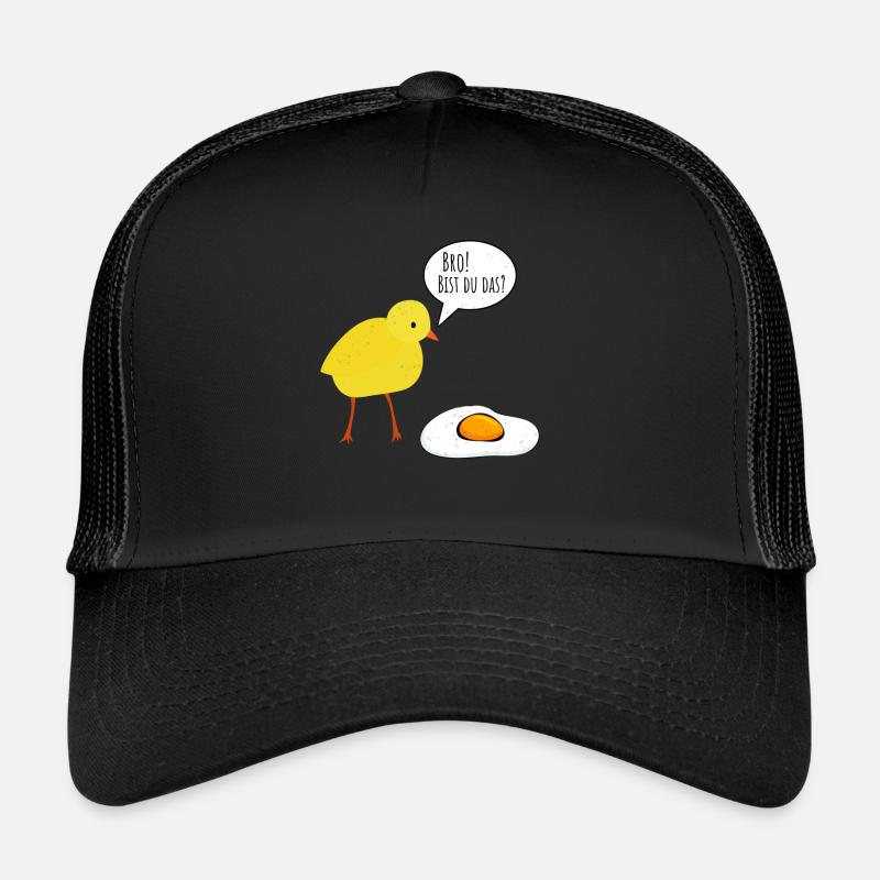 Bro Bist Du Das - Küken Spiegelei Witz Hühner Fan - Trucker Cap - Schwarz/Schwarz