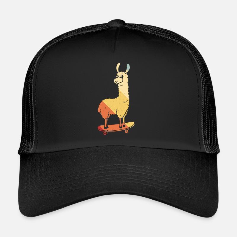 Lama Skateboard Skate Skater Retro Trucker Cap
