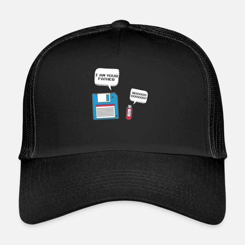 I Am Your Father Lustiger USB Floppy Disk Spruch - Trucker Cap - Schwarz/Schwarz