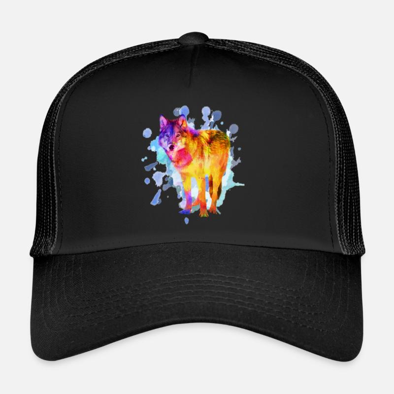 Wolf Hundefamilie Aquarell Bunt Geschenk Trucker Cap