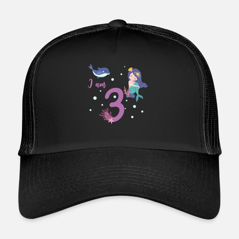Sirène, j'ai 3 ans - Casquette trucker  - noir/noir