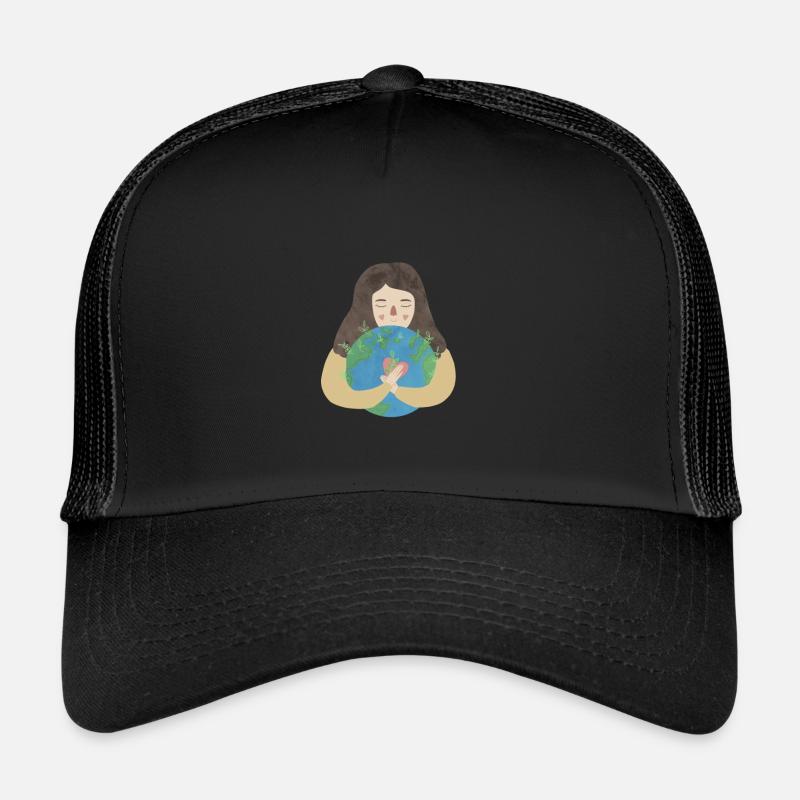 Mädchen Umarmung Erde Planet Earth Pflanze Herz Trucker Cap