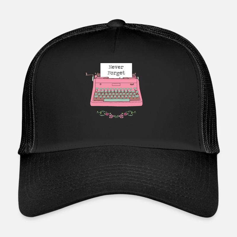 Vintage Typewriter Cartoon Art Gift - Trucker Cap - Schwarz/Schwarz