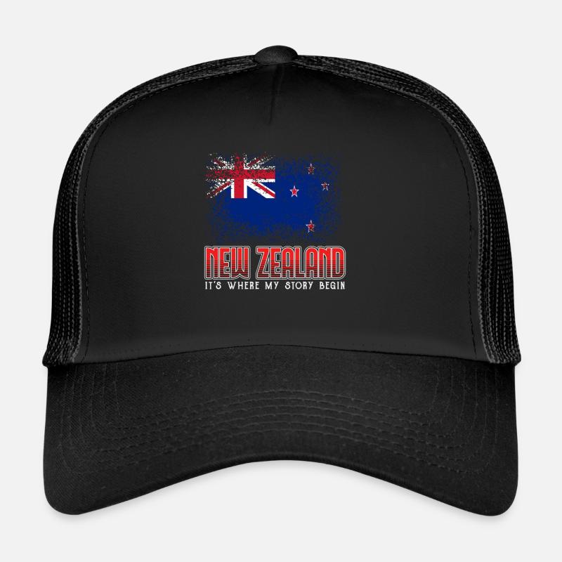 Neuseeland - Trucker Cap - Schwarz/Schwarz