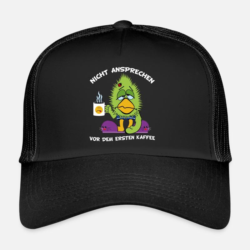 Langschläfer Morgenmuffel Faulenzer Kaffee - Trucker Cap - Schwarz/Schwarz