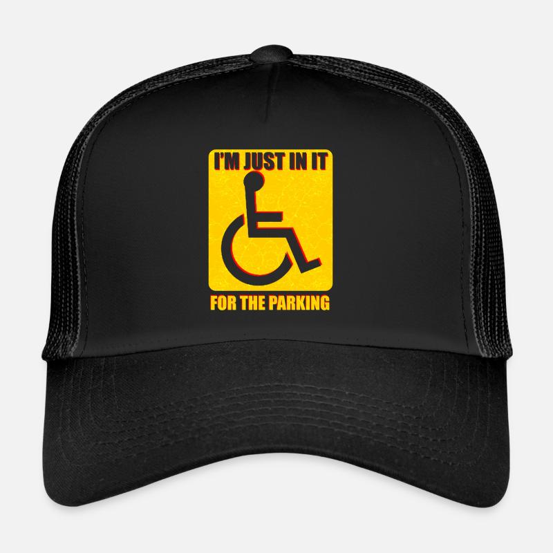 Rollstuhl Rollstuhlfahrer Behinderung Geschenk - Trucker Cap - Schwarz/Schwarz