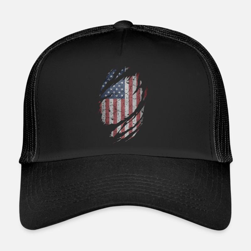 USA flag - Trucker Cap - black/black