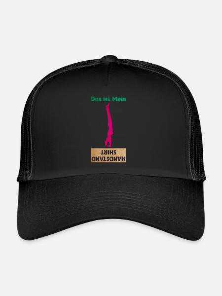 Akrobatik Handstand Lernen Üben Geschenk - Trucker Cap - Schwarz/Schwarz - Vorne