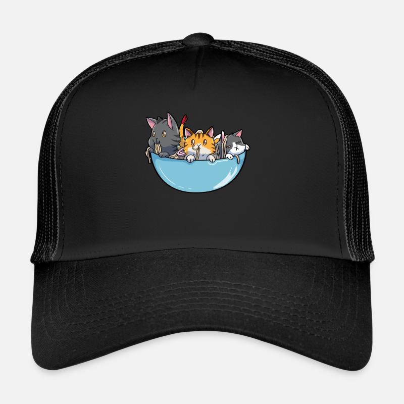 Anime Ramen Cat - Trucker Cap - black/black