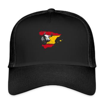 Drapeau Espagne avec taureau - Casquette trucker  - noir/noir - Devant