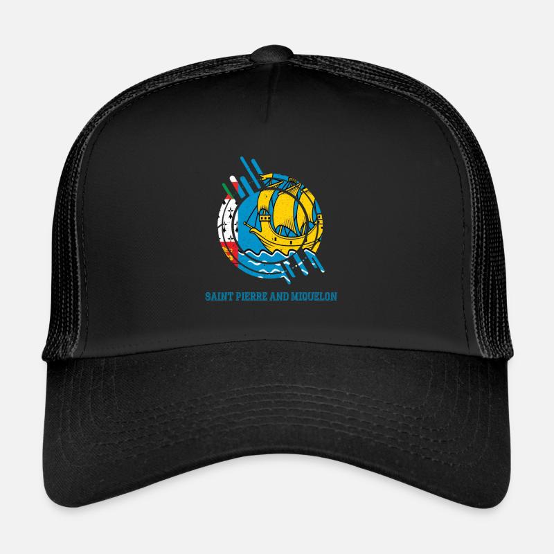 Saint Pierre et Miquelon rond signe pays couleur Casquette trucker 