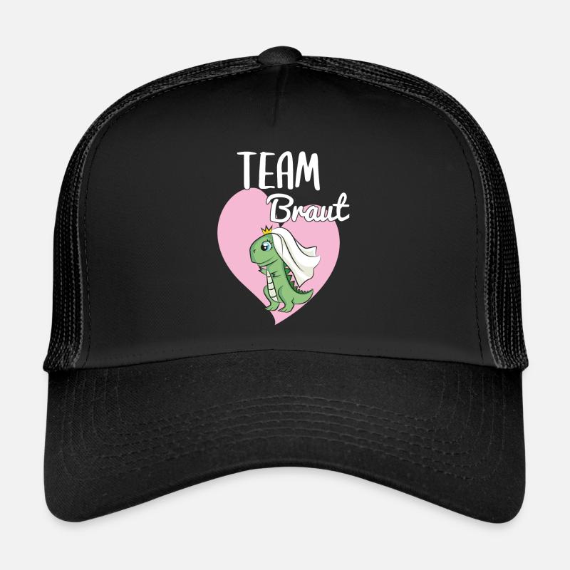 Team Braut Bride JGA Gruppe Dino Dinosaurier - Trucker Cap - Schwarz/Schwarz