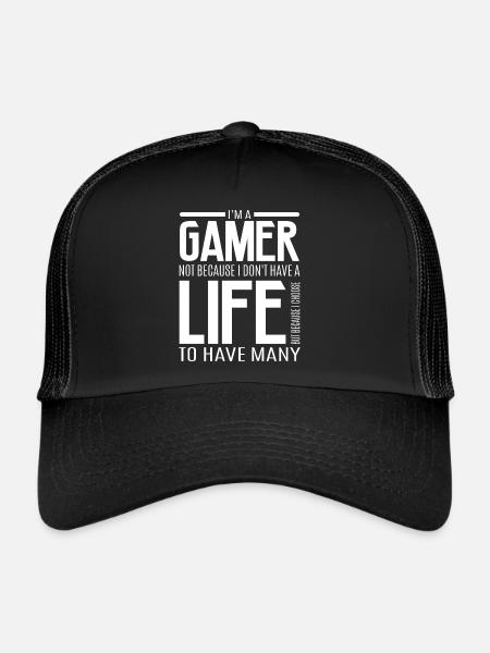 Gamer SHIRT · Gamer my Life · Gift - Trucker Cap - black/black - Front