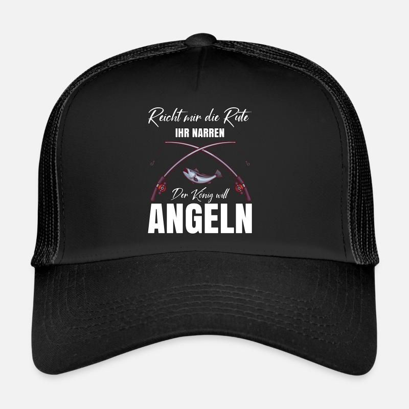 Lustiger Spruch Angler - Geschenkidee - Trucker Cap - Schwarz/Schwarz