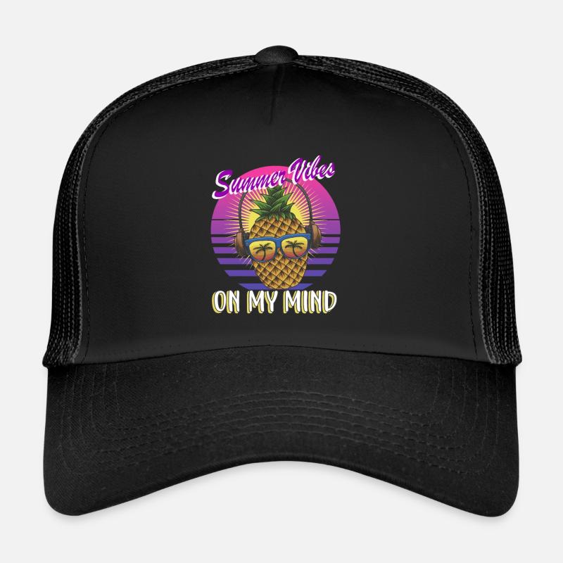 Vibes d'été ananas rétro dans ma tête Casquette trucker 
