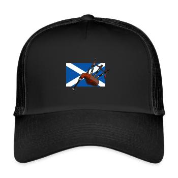 Scotland Bagpipe Kilt Gift - Trucker Cap - black/black - Front