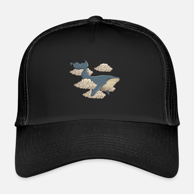 Poisson baleine dauphin - Casquette trucker  - noir/noir
