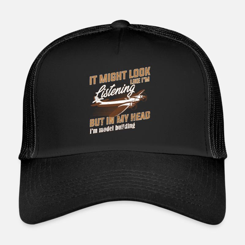 Modellflugzeug - Trucker Cap - Schwarz/Schwarz