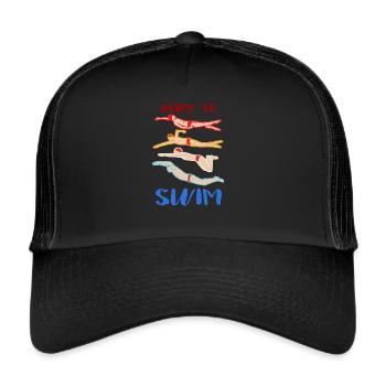 Vintage Born To Swim Swimmer Gift - Trucker Cap - black/black - Front