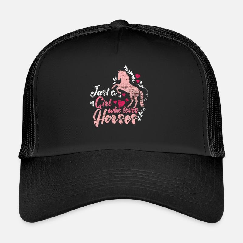 Pferde Mädchen - Trucker Cap - Schwarz/Schwarz