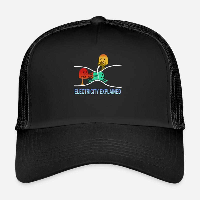 electricity explained Elektrik Ohm Volt Geschenk - Trucker Cap - Schwarz/Schwarz