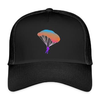 Parachute parachutiste cadeau parachute - Casquette trucker  - noir/noir - Devant