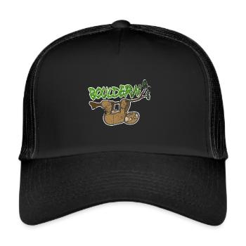 Vintage Bouldern Klettern Faultier Geschenk - Trucker Cap - Schwarz/Schwarz - Vorne